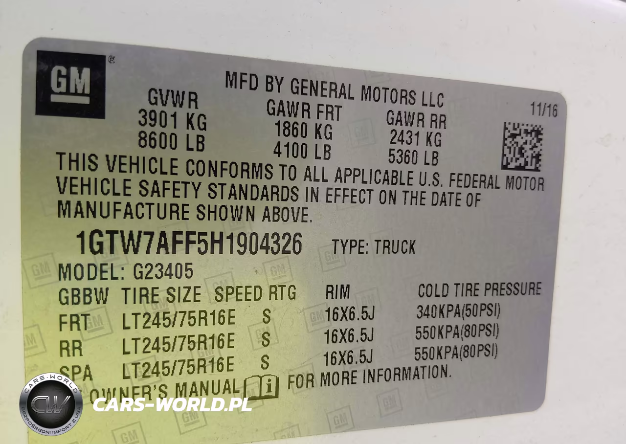2017 GMC Savana 2500 Work Van VIN:1GTW7AFF5H1904326 - 9