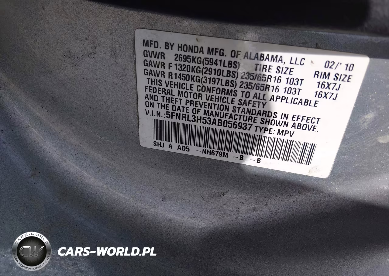 2010 Honda Odyssey Ex VIN:5FNRL3H53AB056937 - 9