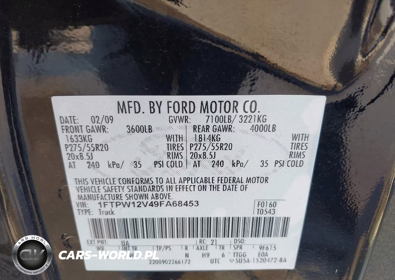 2009 Ford F-150 King Ranch-Lariat-Platinum-Xl-Xlt VIN:1FTPW12V49FA68453 - 9