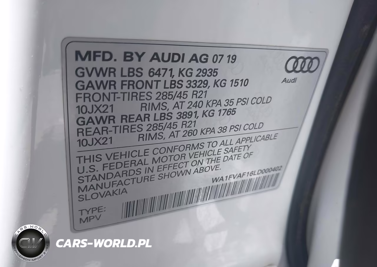 2020 Audi Q8 Prestige 55 Tfsi Quattro Tiptronic VIN:WA1FVAF16LD000402 - 9