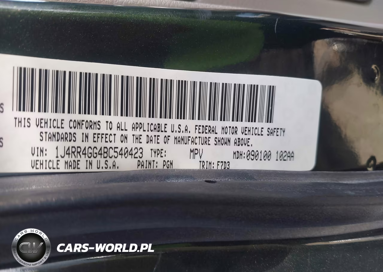 JEEP GRAND CHER VIN:1J4RR4GG4BC540423 - 9