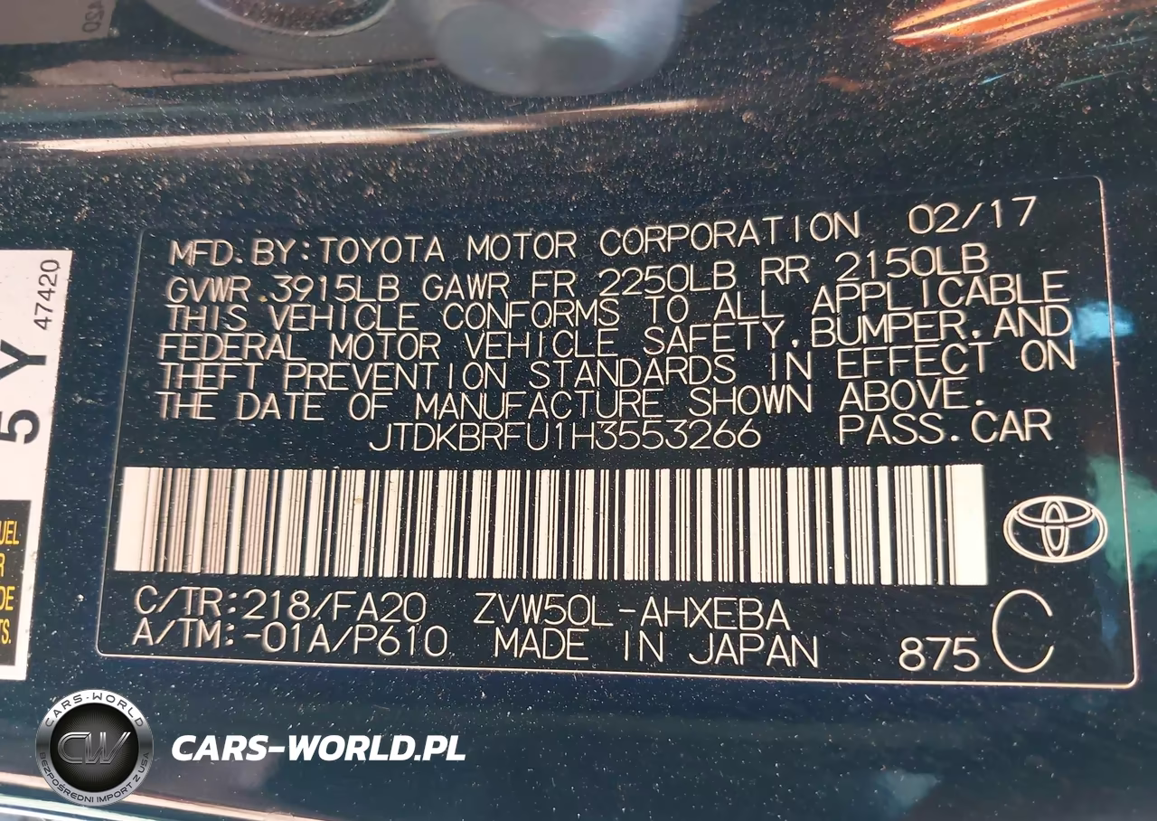 2017 Toyota Prius Two VIN:JTDKBRFU1H3553266 - 9