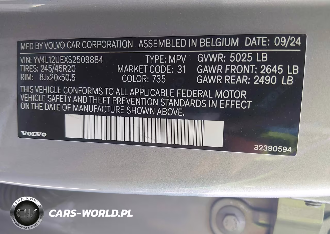 2025 Volvo Xc40 B5 Plus Bright Theme VIN:YV4L12UEXS2509884 - 9