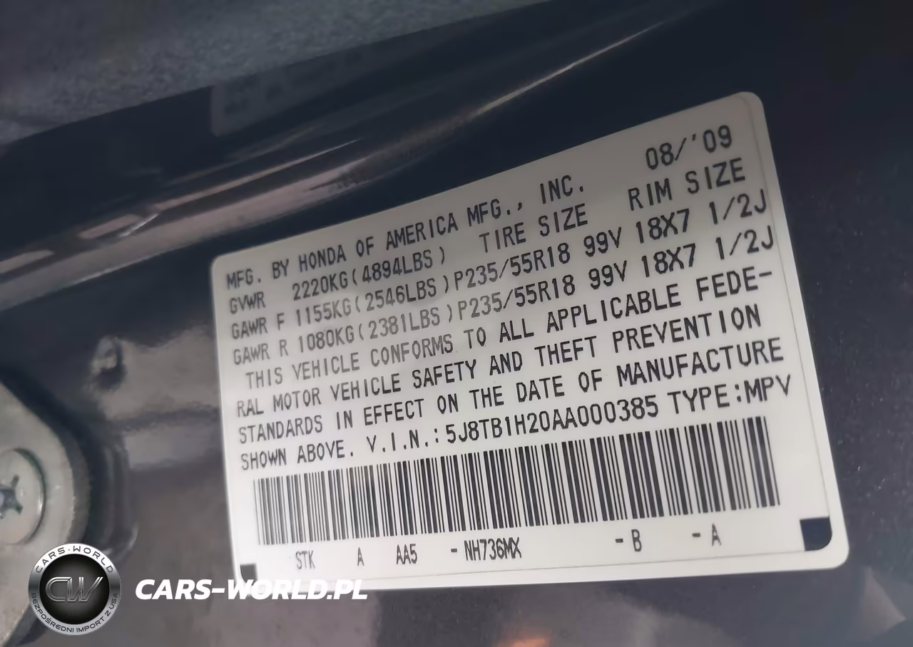 2010 Acura Rdx VIN:5J8TB1H20AA000385 - 9