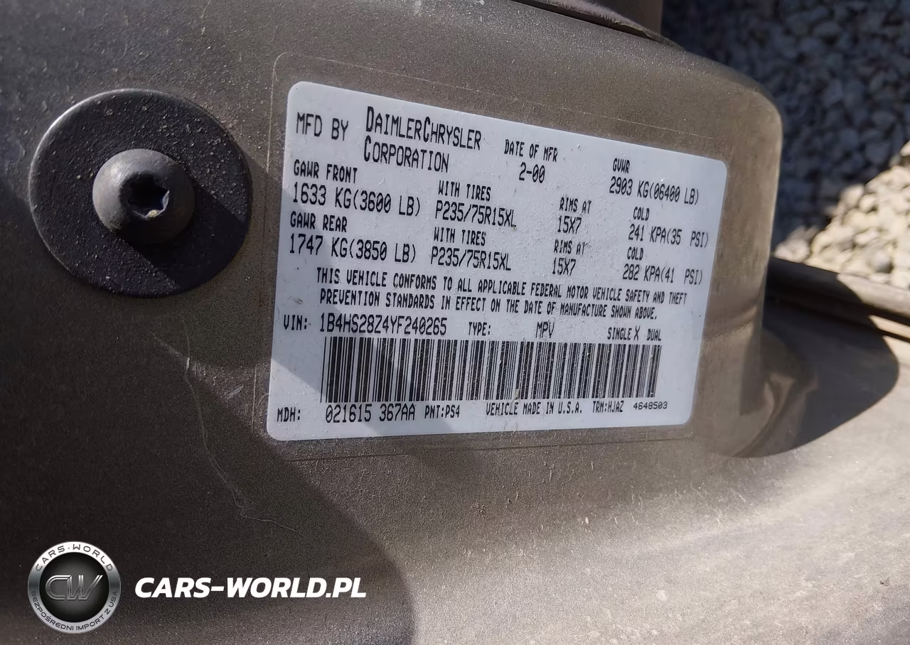 2000 Dodge Durango VIN:1B4HS28Z4YF240265 - 9