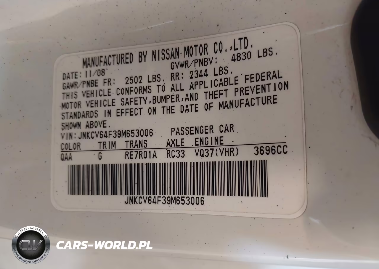 2009 Infiniti G37X VIN:JNKCV64F39M653006 - 9