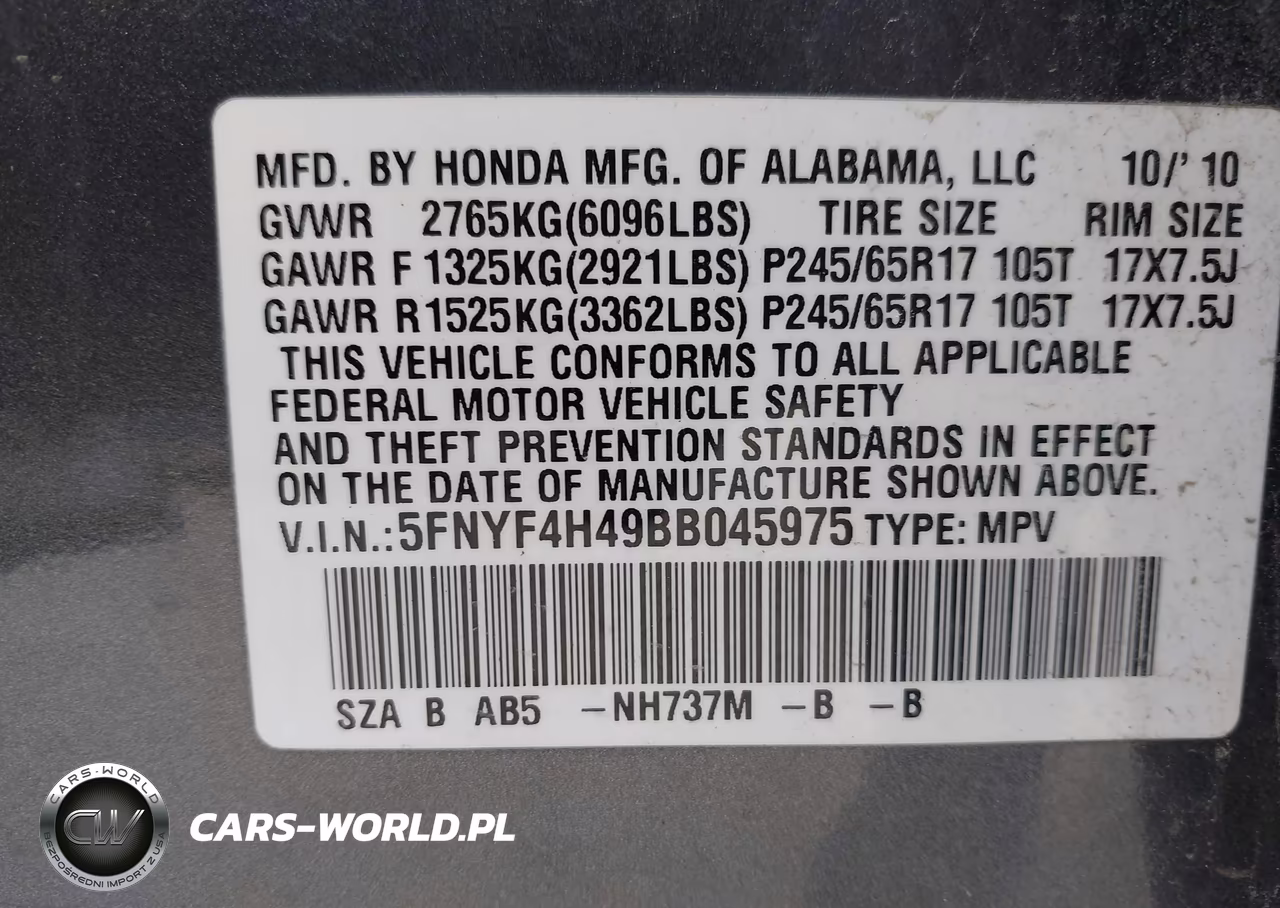 2011 Honda Pilot Ex VIN:5FNYF4H49BB045975 - 9