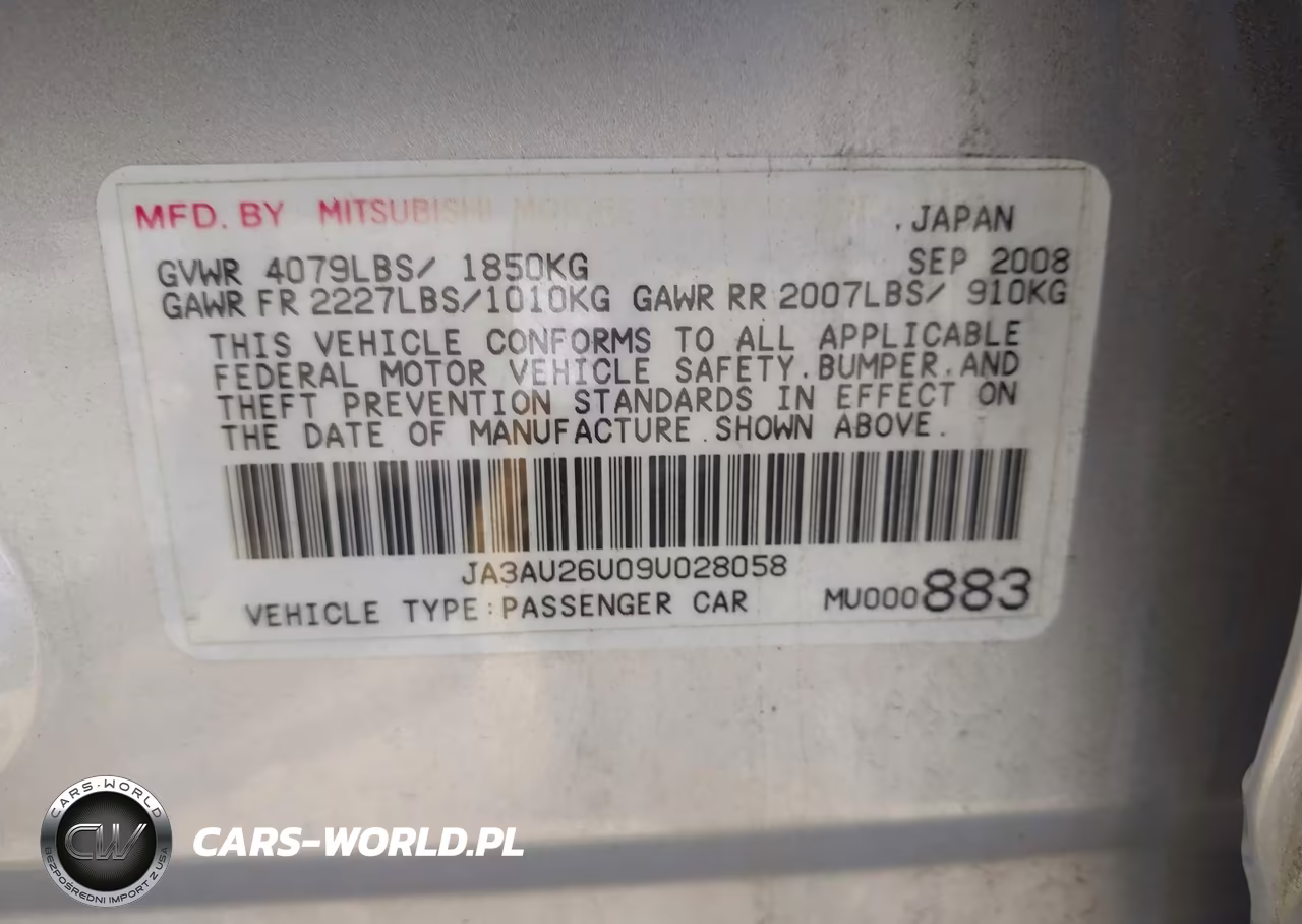 2009 Mitsubishi Lancer Es-Es-Sport VIN:JA3AU26U09U028058 - 9