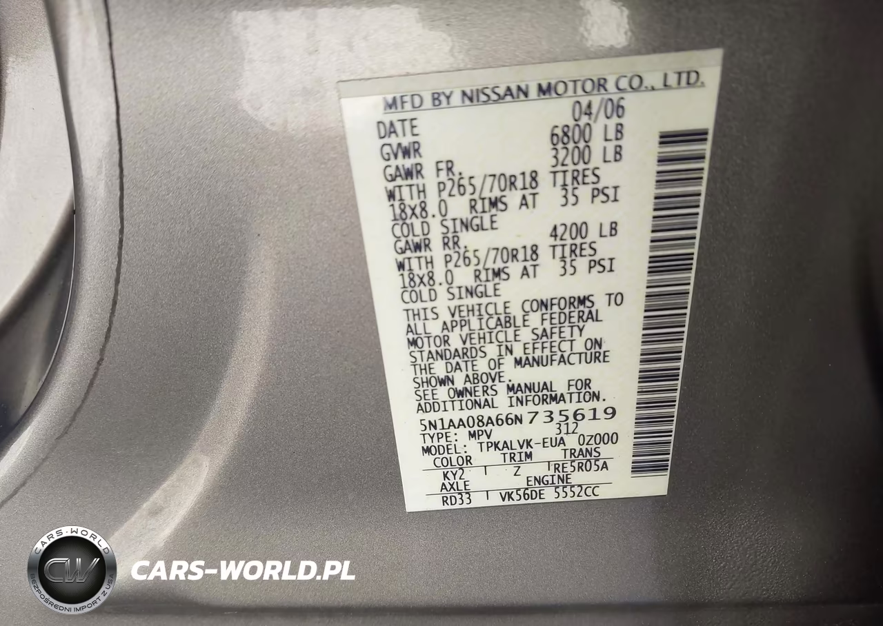 2006 Nissan Armada Le VIN:5N1AA08A66N735619 - 9