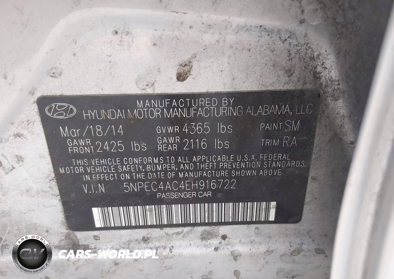 2014 Hyundai Sonata Limited VIN:5NPEC4AC4EH916722 - 9