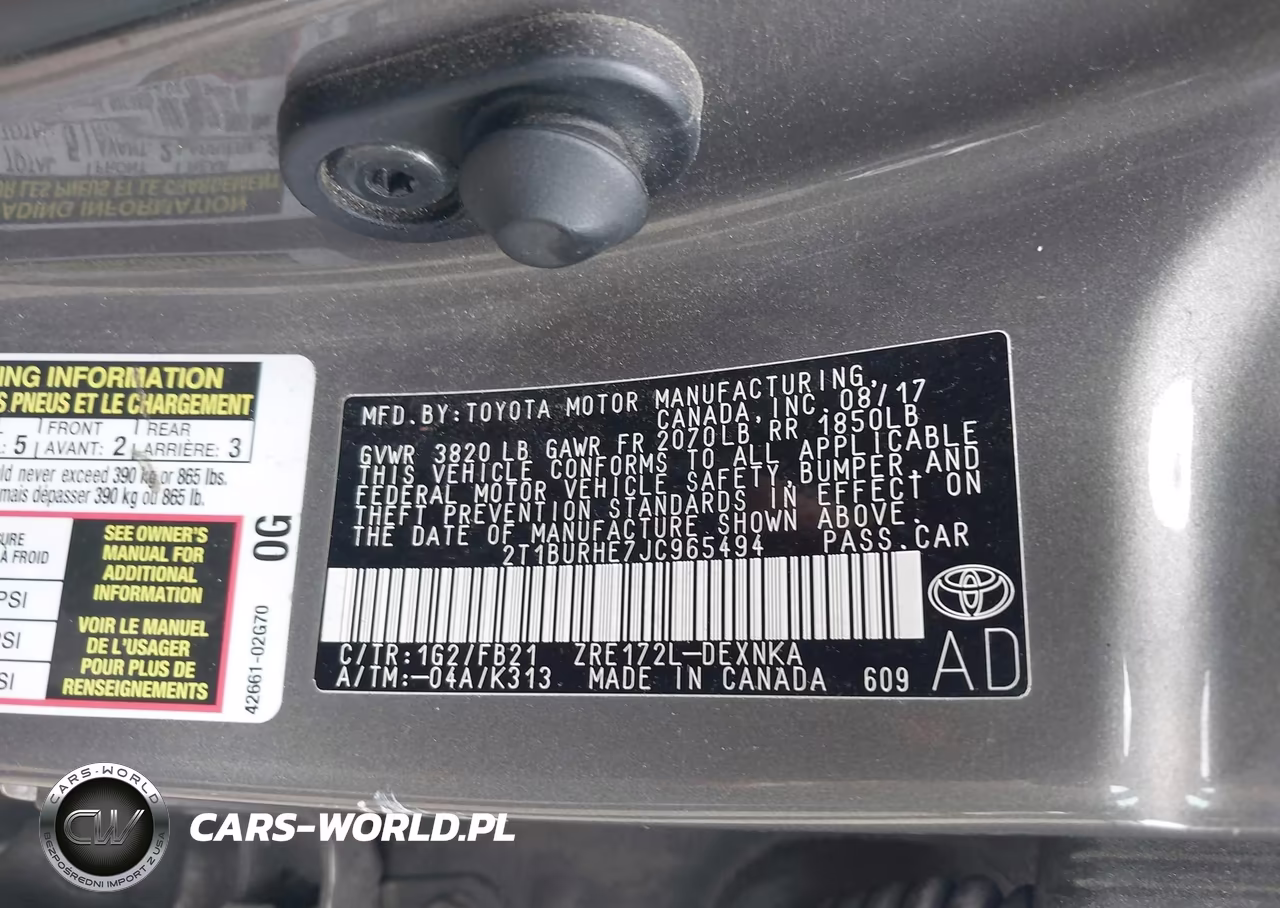 2018 Toyota Corolla Le VIN:2T1BURHE7JC965494 - 9