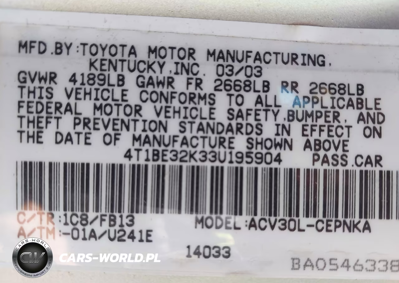 2003 Toyota Camry Le VIN:4T1BE32K33U195904 - 9