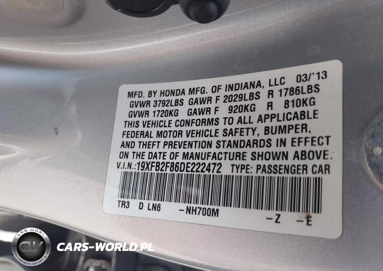 2013 Honda Civic Ex VIN:19XFB2F86DE222472 - 9