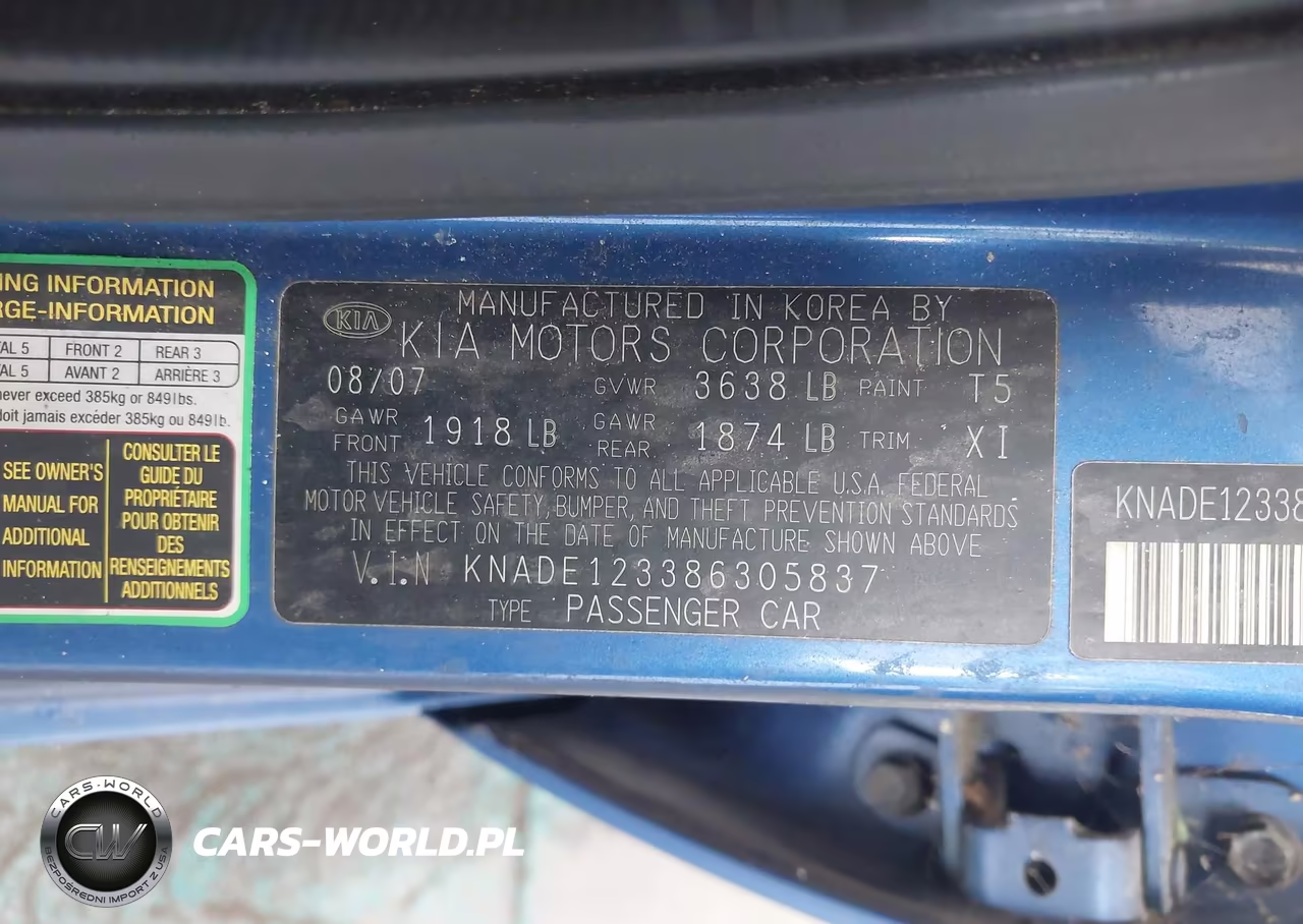 2008 Kia Rio Lx VIN:KNADE123386305837 - 9