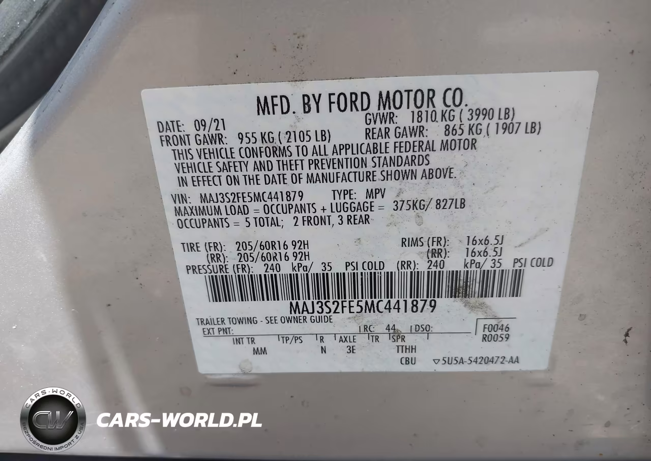 2021 Ford Ecosport S VIN:MAJ3S2FE5MC441879 - 9