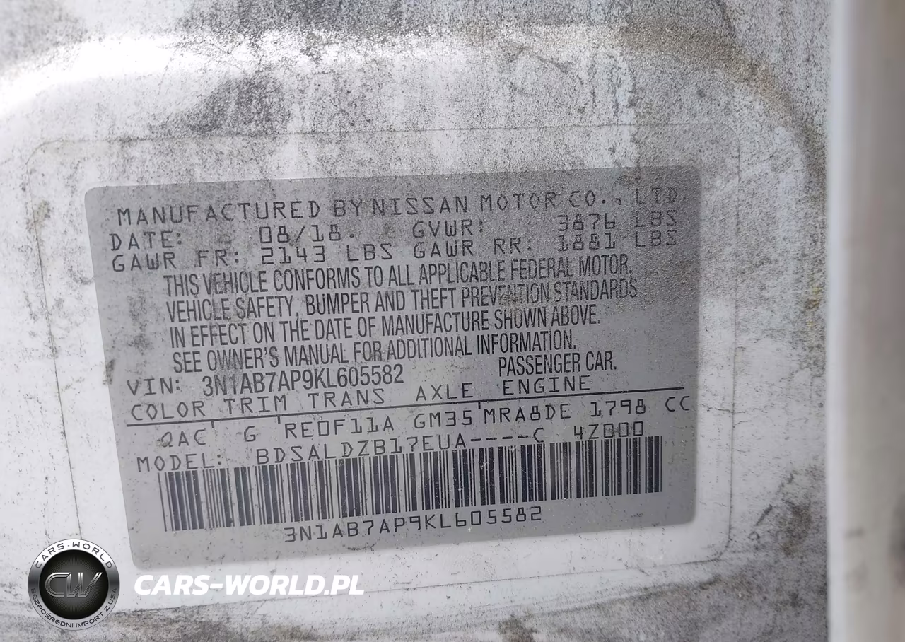 2019 Nissan Sentra Sv VIN:3N1AB7AP9KL605582 - 9