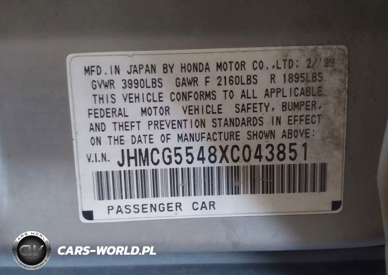 1999 Honda Accord Lx VIN:JHMCG5548XC043851 - 9
