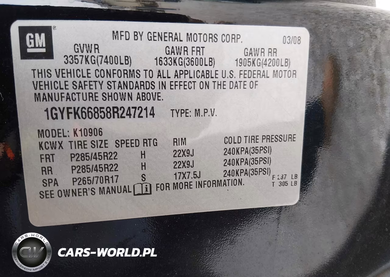 2008 Cadillac Escalade Esv VIN:1GYFK66858R247214 - 9