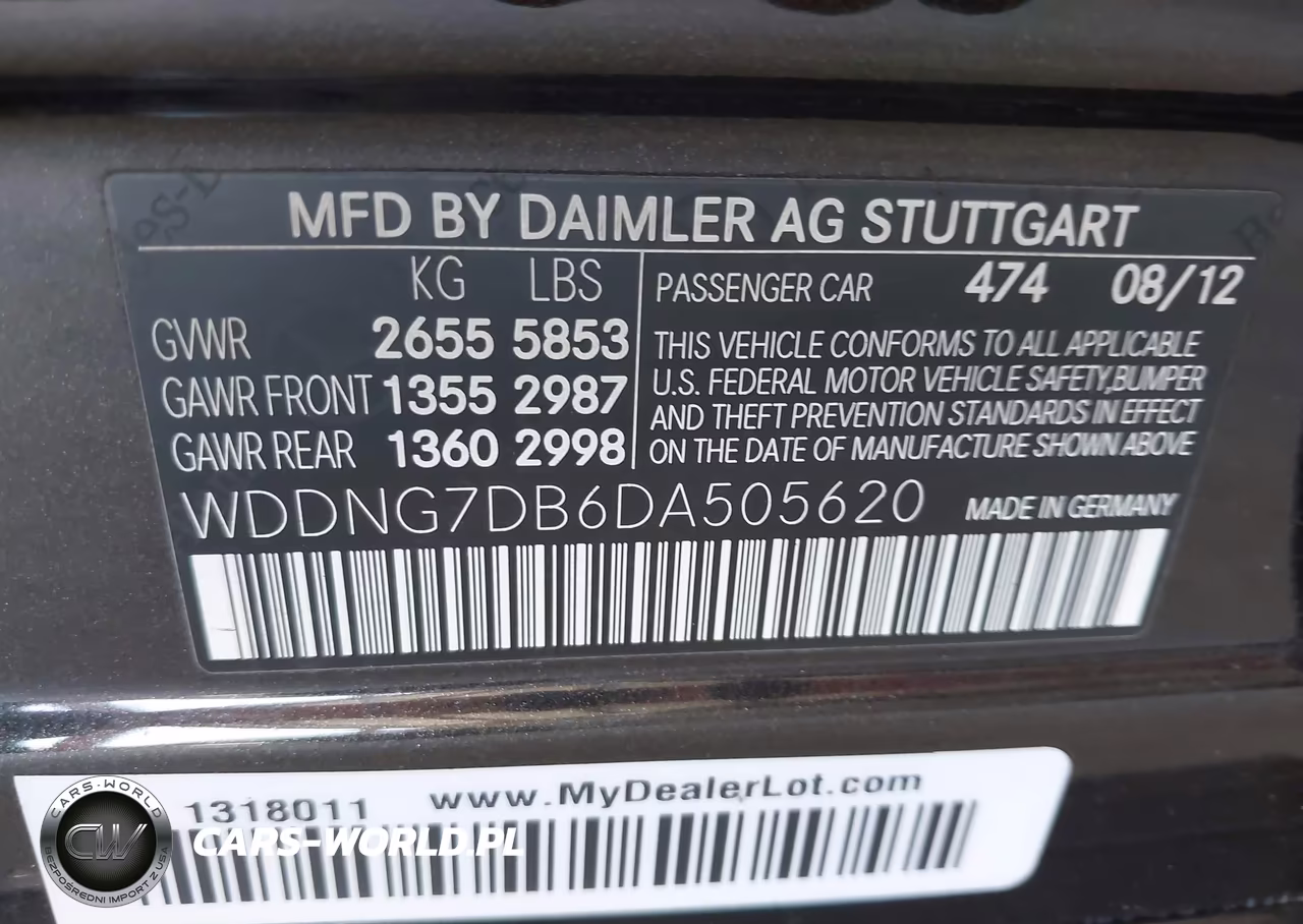 2013 Mercedes-Benz S 550 VIN:WDDNG7DB6DA505620 - 9