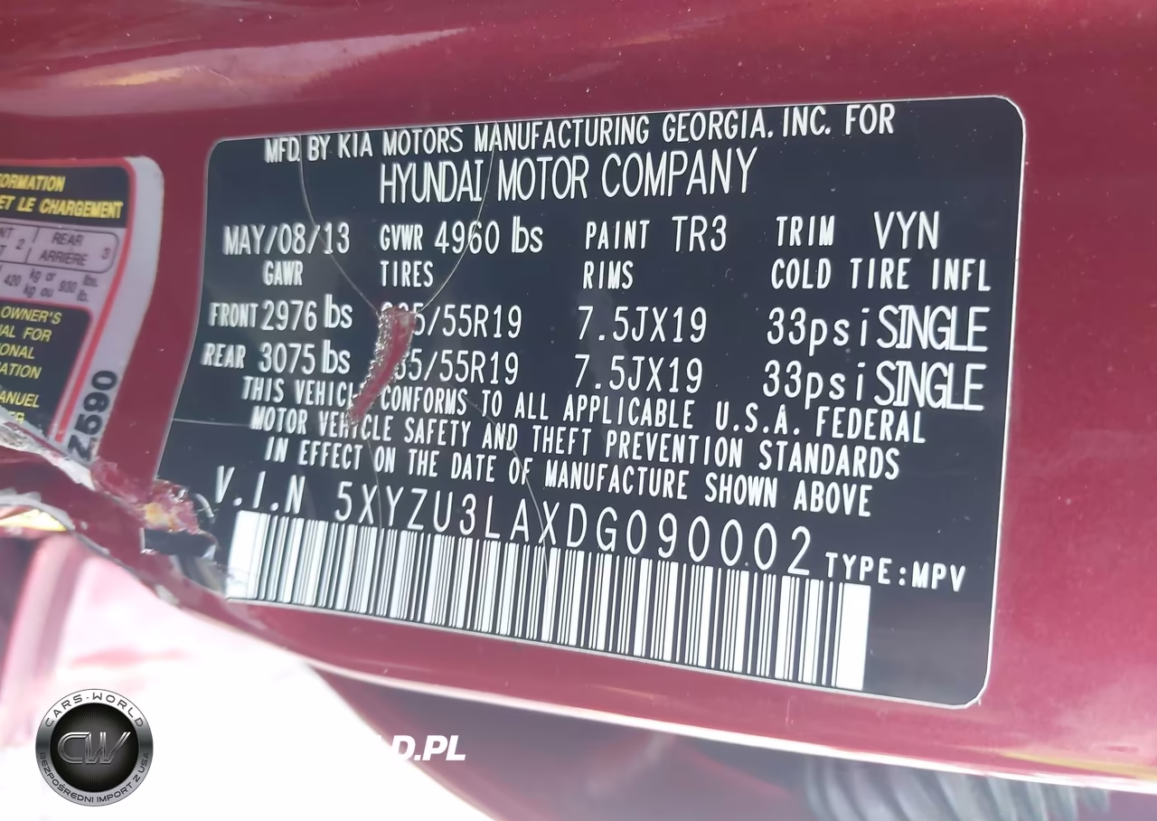 2013 Hyundai Santa Fe Sport 2.0T VIN:5XYZU3LAXDG090002 - 9