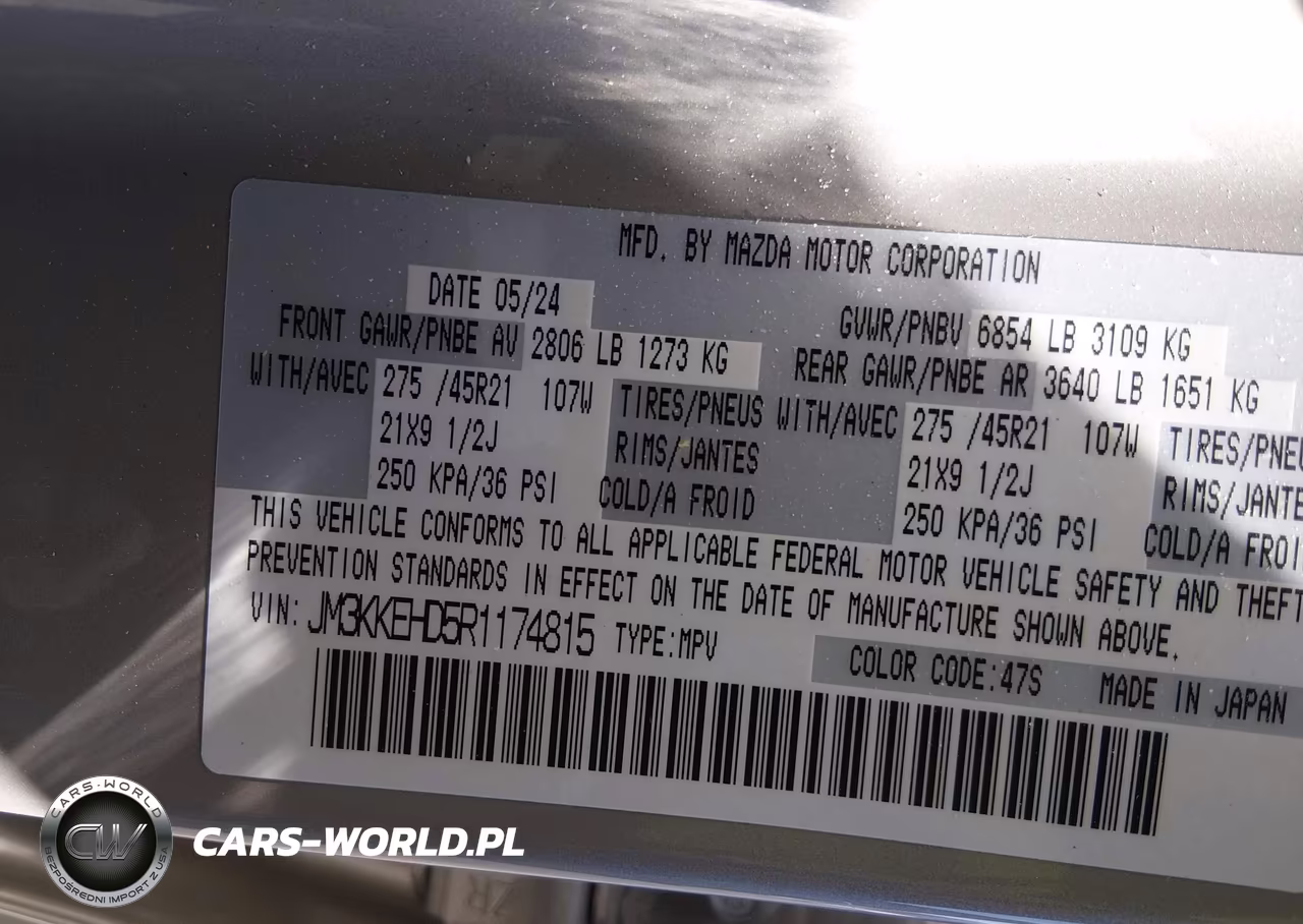 2024 Mazda Cx-90 3.3 Turbo Premium Plus VIN:JM3KKEHD5R1174815 - 9