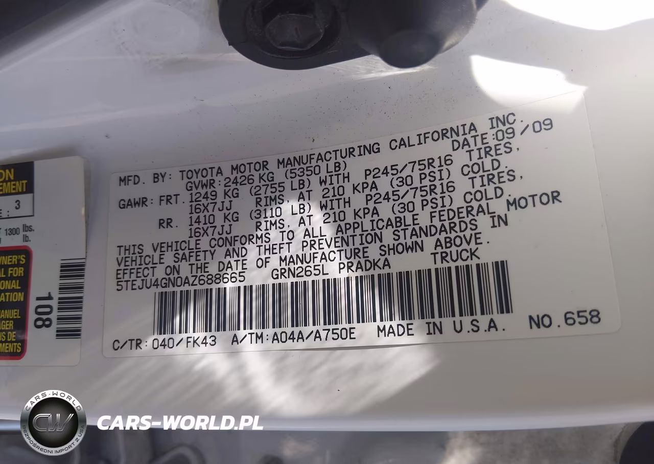 2010 Toyota Tacoma Prerunner V6 VIN:5TEJU4GN0AZ688665 - 9