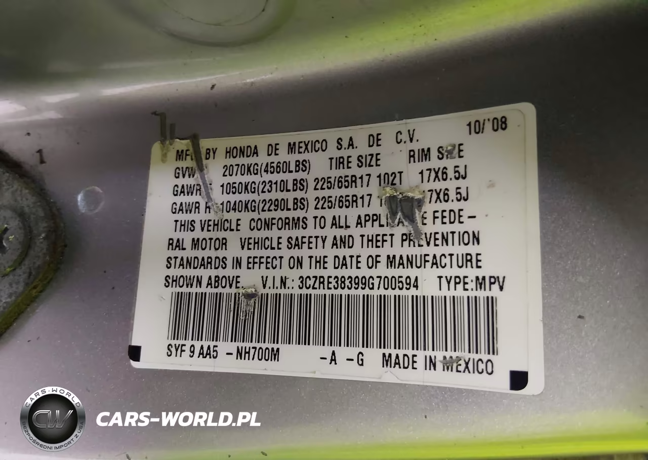 2009 Honda Cr-V Lx VIN:3CZRE38399G700594 - 9