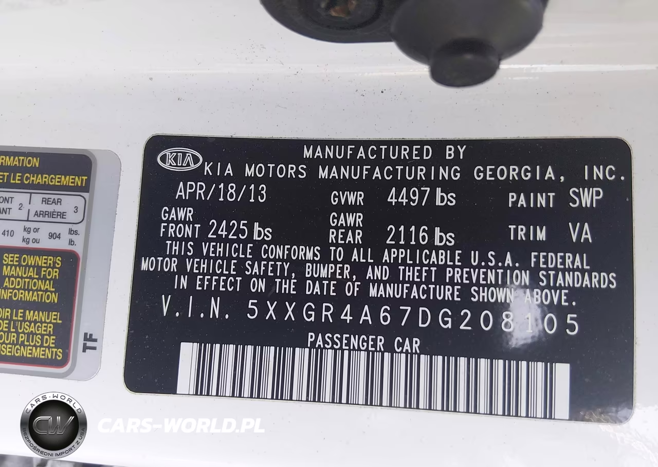 2013 Kia Optima Sx VIN:5XXGR4A67DG208105 - 9
