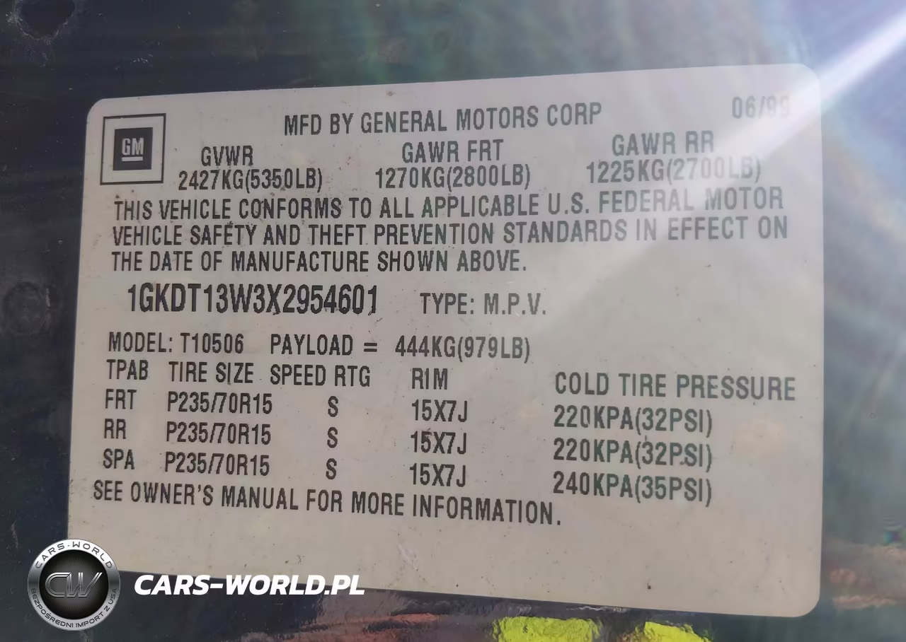 1999 GMC Envoy VIN:1GKDT13W3X2954601 - 9