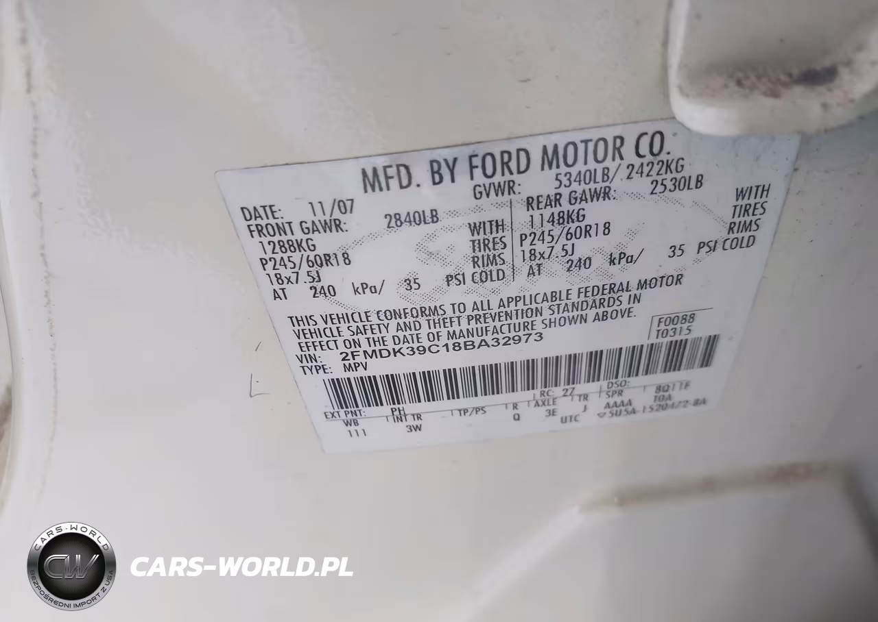 2008 Ford Edge Limited VIN:2FMDK39C18BA32973 - 9