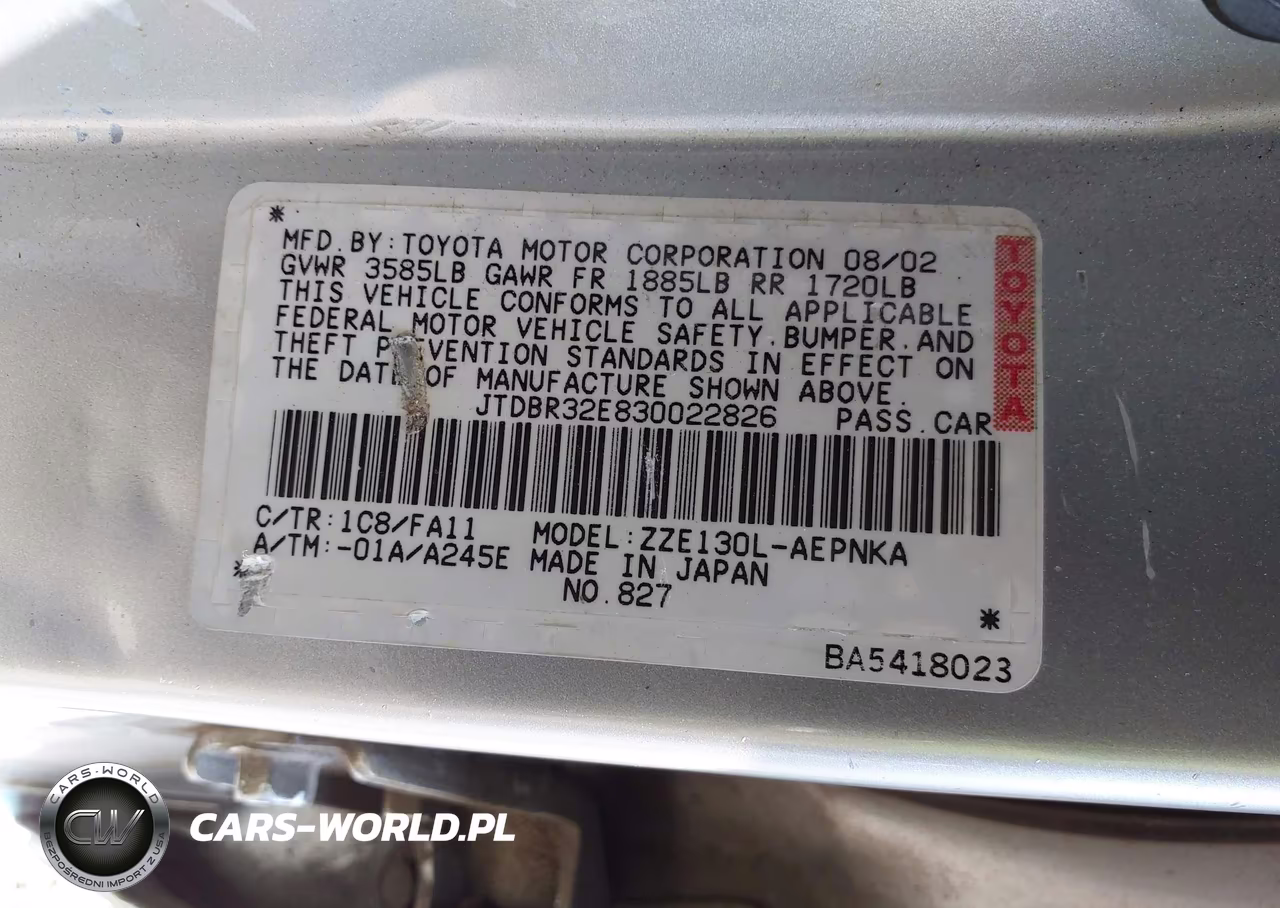 2003 Toyota Corolla Le VIN:JTDBR32E830022826 - 9