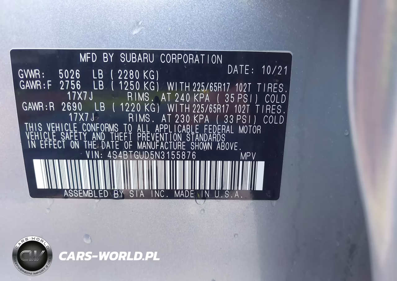 2022 Subaru Outback Wilderness VIN:4S4BTGUD5N3155876 - 9
