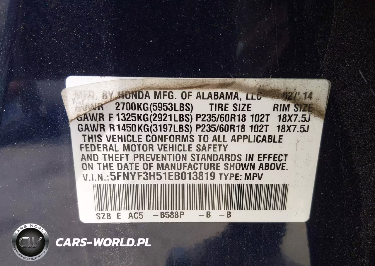 2014 Honda Pilot Exl VIN:5FNYF3H51EB013819 - 9