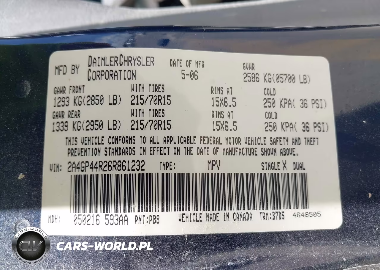 2006 Chrysler Town & Country Lx VIN:2A4GP44R26R861232 - 9