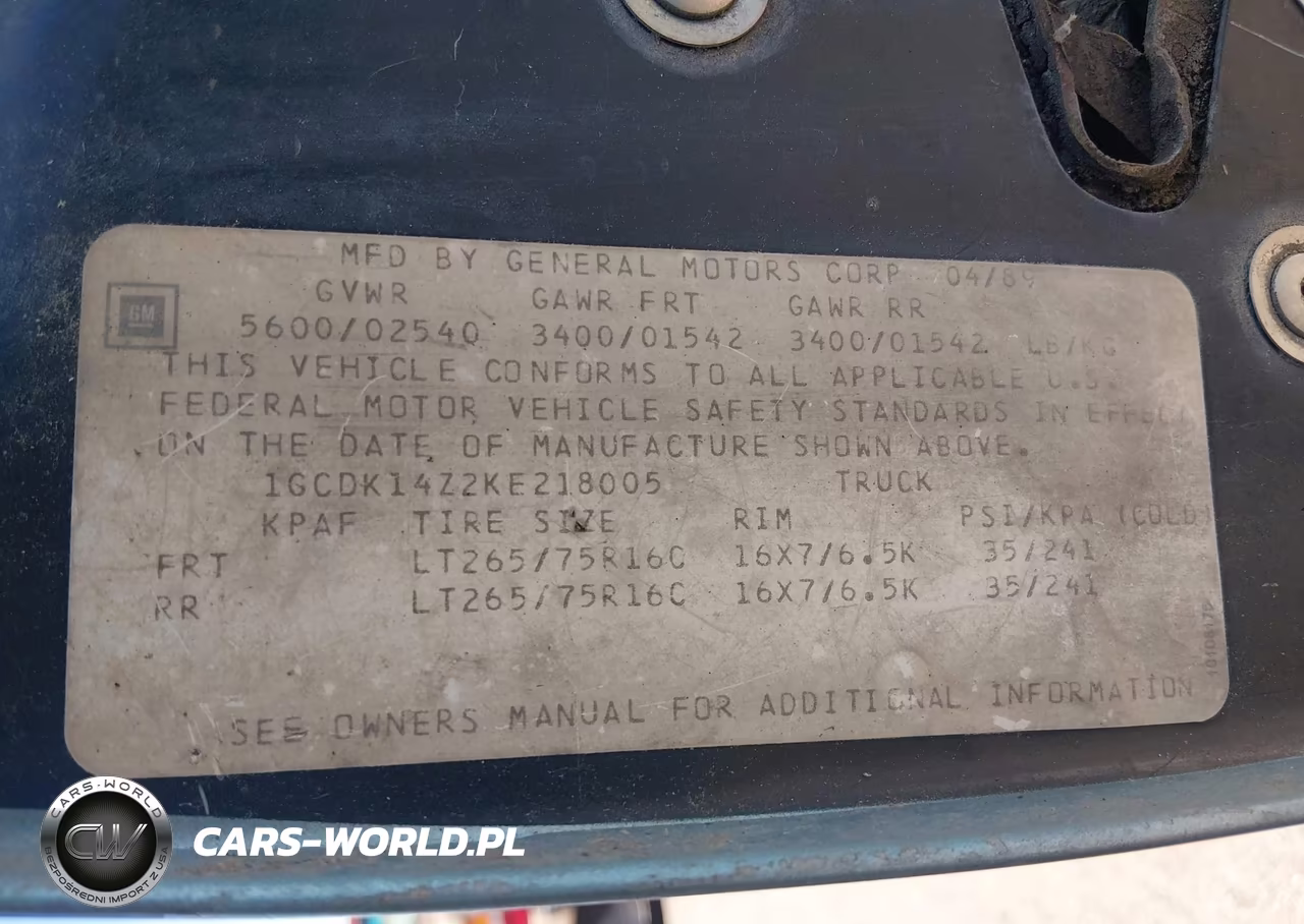 1989 Chevrolet Gmt-400 K1500 VIN:1GCDK14Z2KE218005 - 9