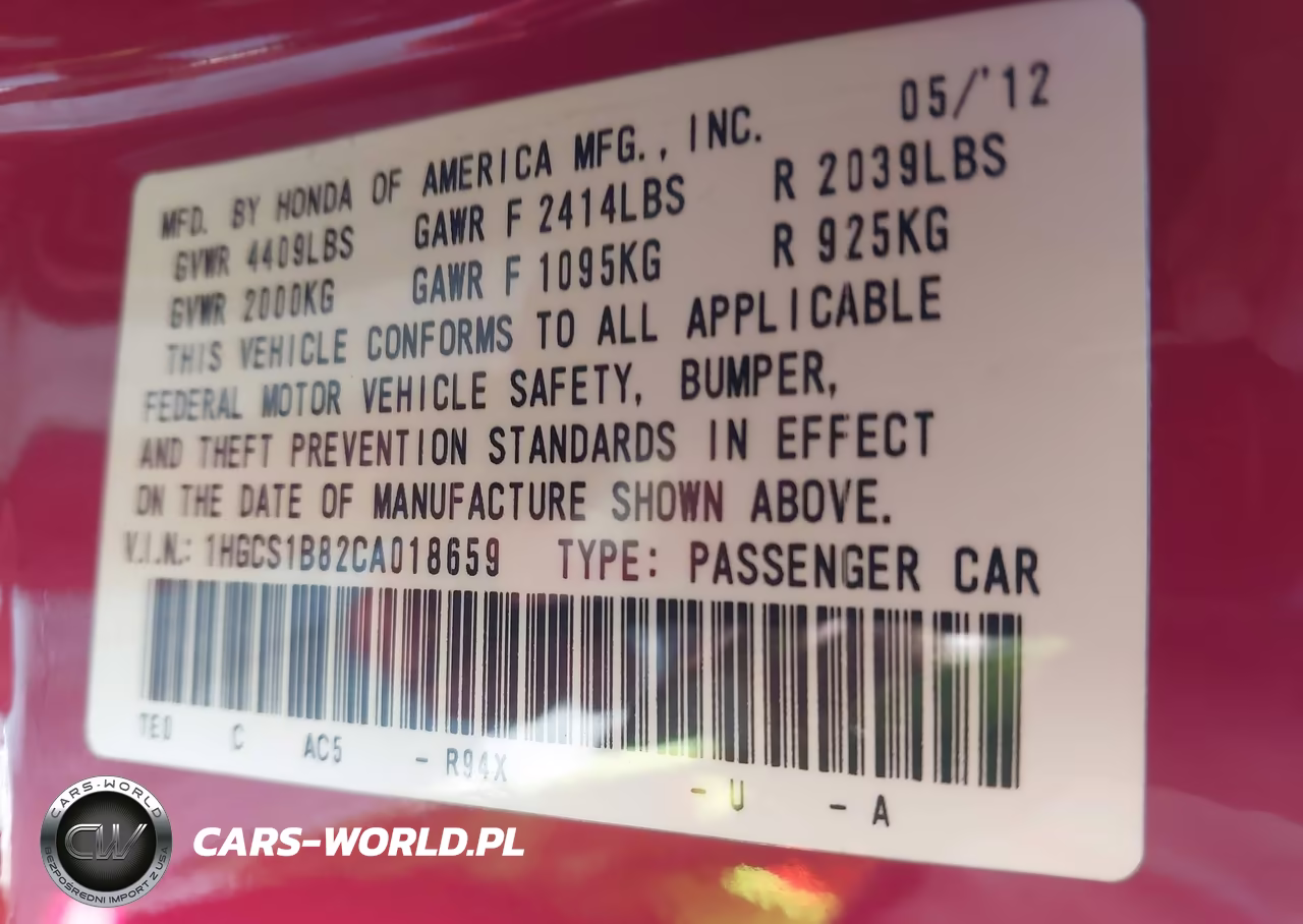 2012 Honda Accord 2.4 Ex-L VIN:1HGCS1B82CA018659 - 9