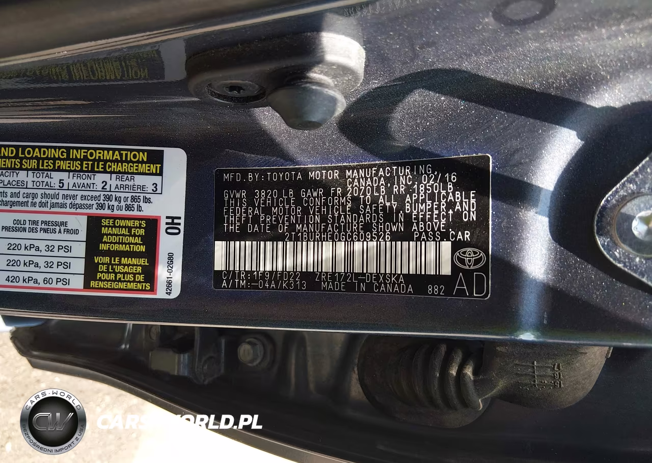 2016 Toyota Corolla S Plus VIN:2T1BURHE0GC609526 - 9