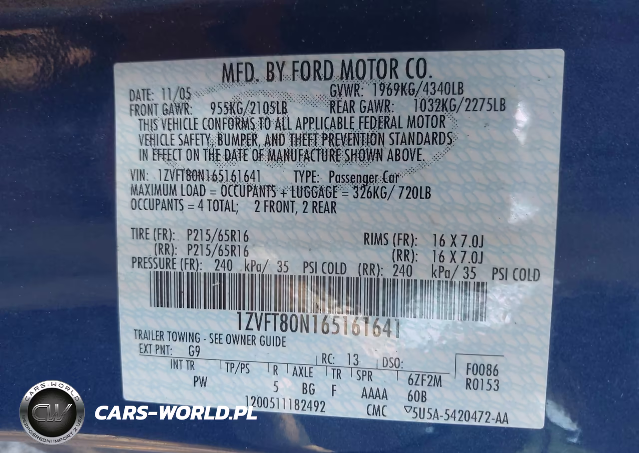 2006 Ford Mustang V6 VIN:1ZVFT80N165161641 - 9