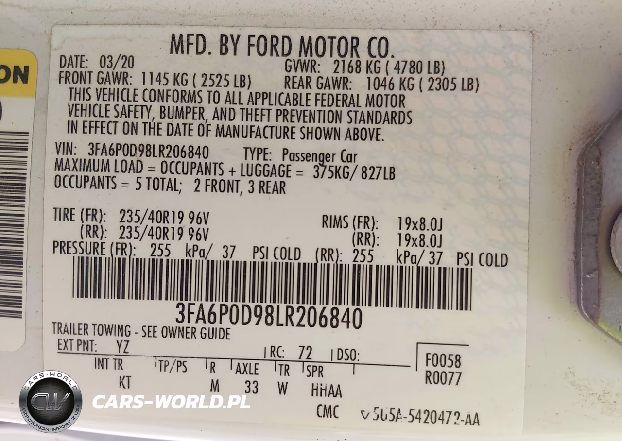2020 Ford Fusion Titanium VIN:3FA6P0D98LR206840 - 9
