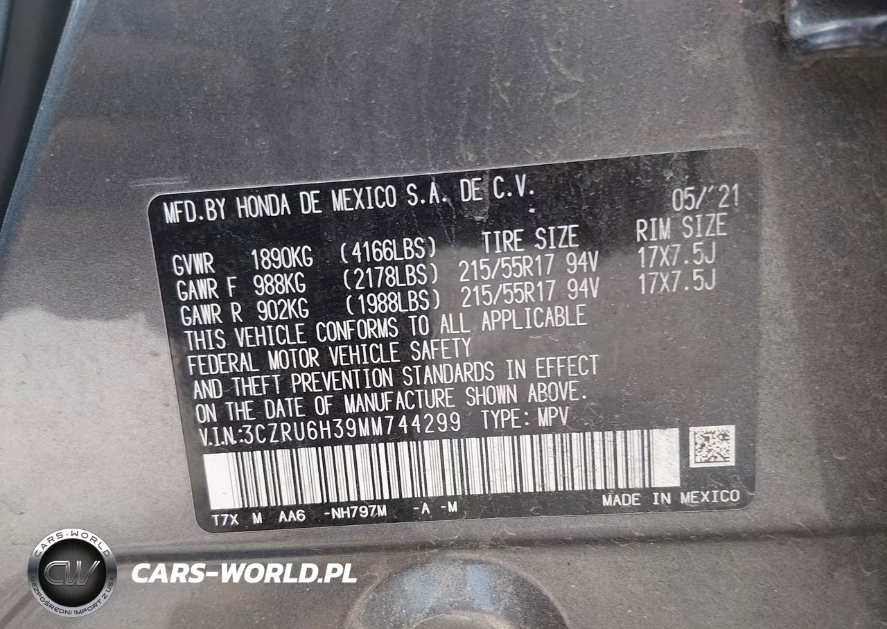 2021 Honda Hr-V Awd Lx VIN:3CZRU6H39MM744299 - 9