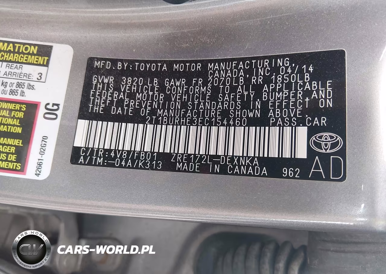 2014 Toyota Corolla Le Plus VIN:2T1BURHE3EC154460 - 9