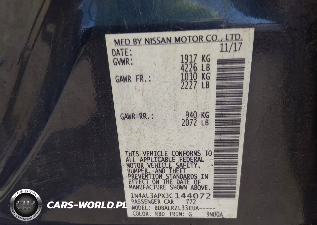 2018 Nissan Altima 2.5 Sl VIN:1N4AL3APXJC144072 - 9