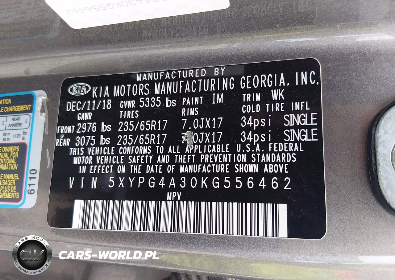 2019 Kia Sorento 2.4L Lx VIN:5XYPG4A30KG556462 - 9