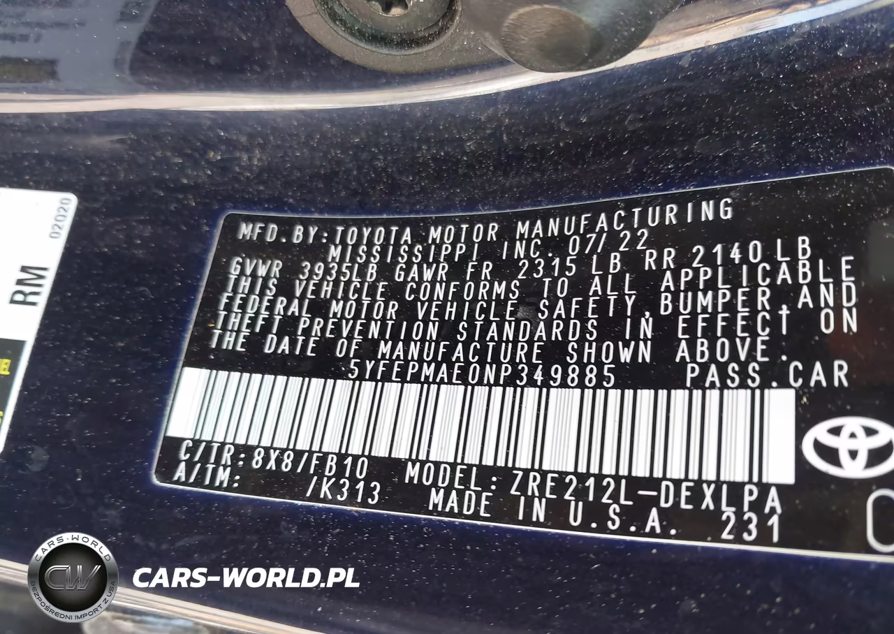 2022 Toyota Corolla Le VIN:5YFEPMAE0NP349885 - 8