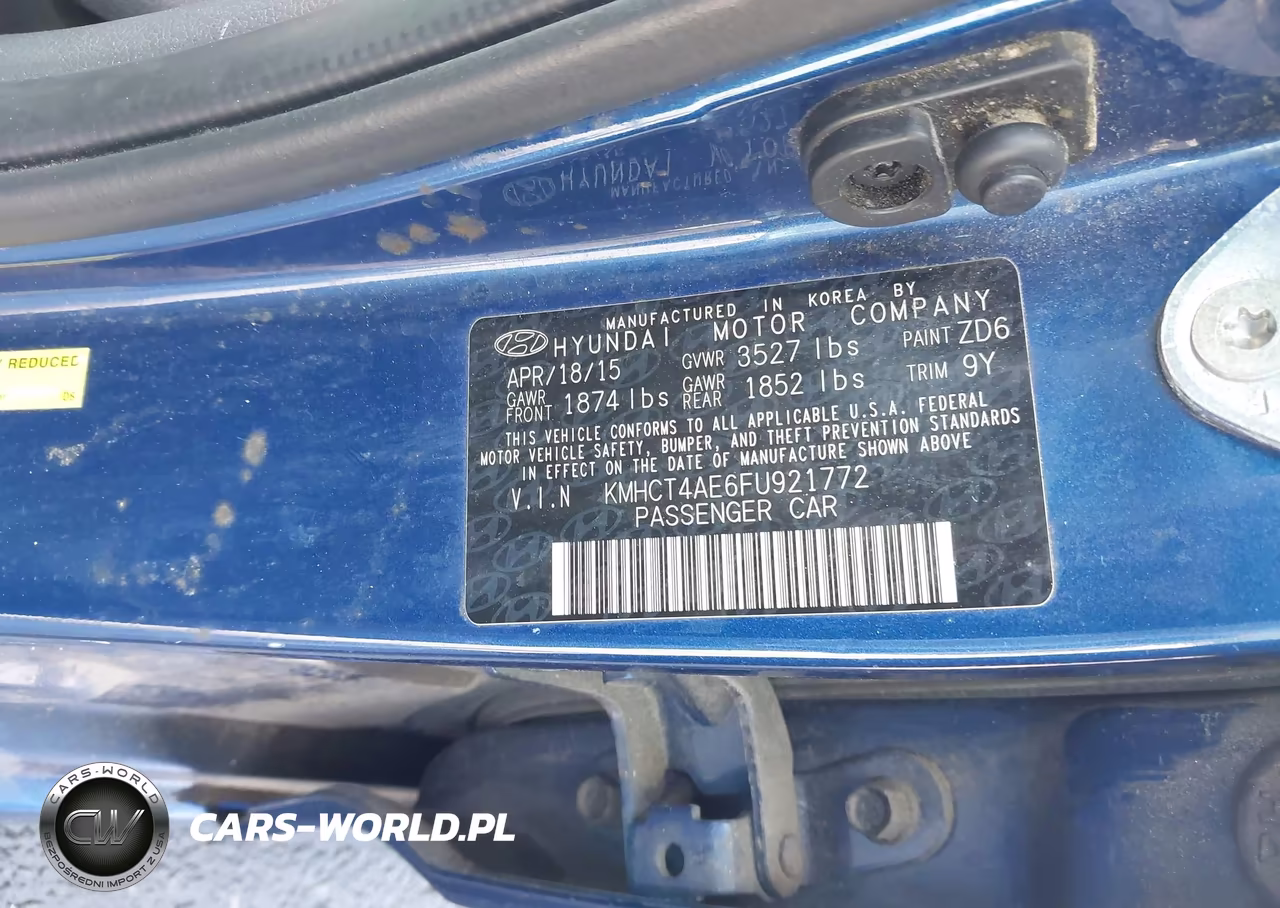 2015 Hyundai Accent Gls VIN:KMHCT4AE6FU921772 - 9