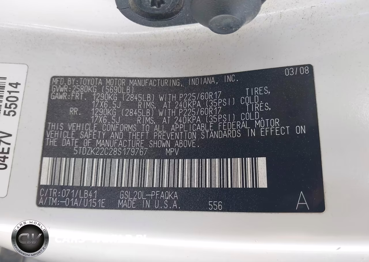 2008 Toyota Sienna Xle VIN:5TDZK22C28S179767 - 9
