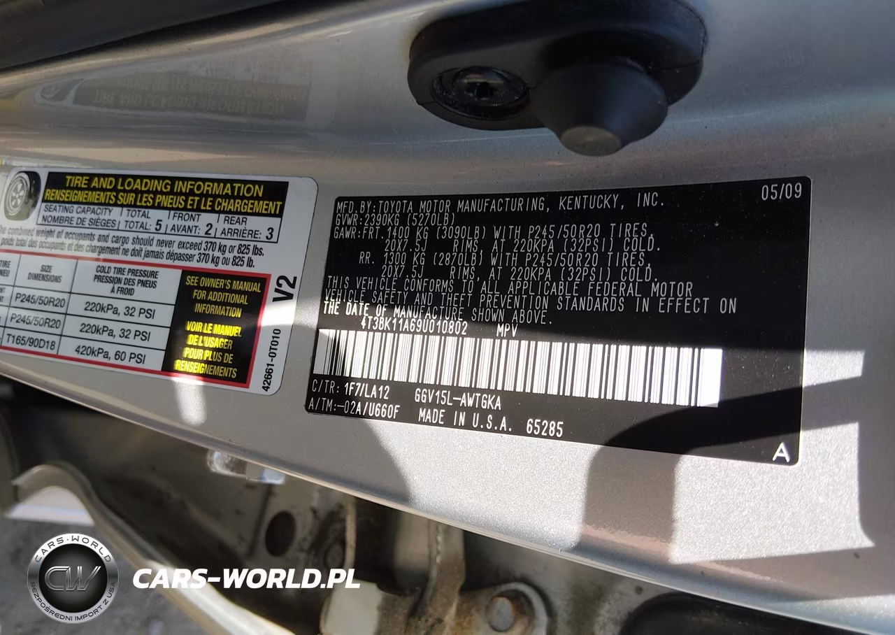 2009 Toyota Venza Base V6 VIN:4T3BK11A69U010802 - 9