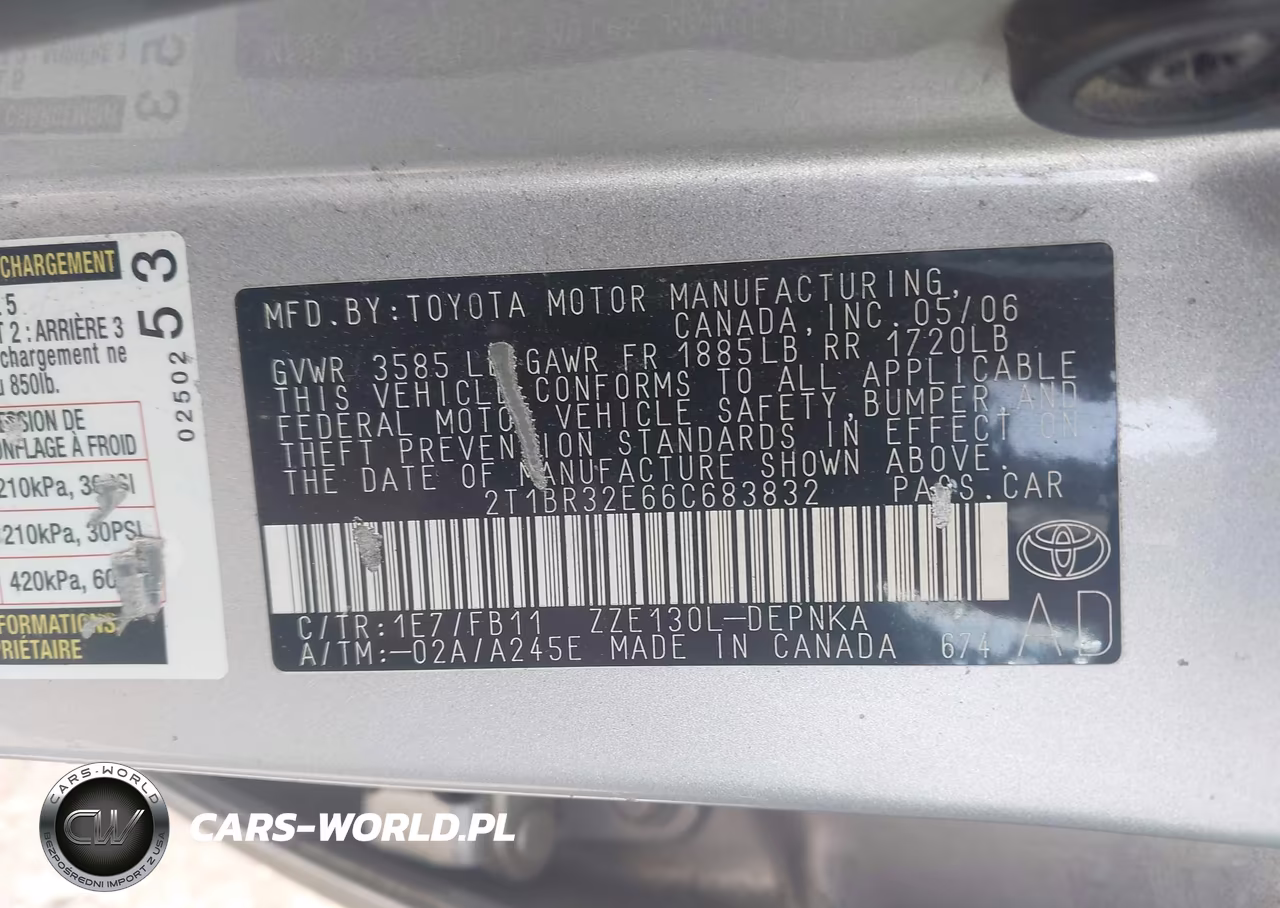 2006 Toyota Corolla Le VIN:2T1BR32E66C683832 - 9