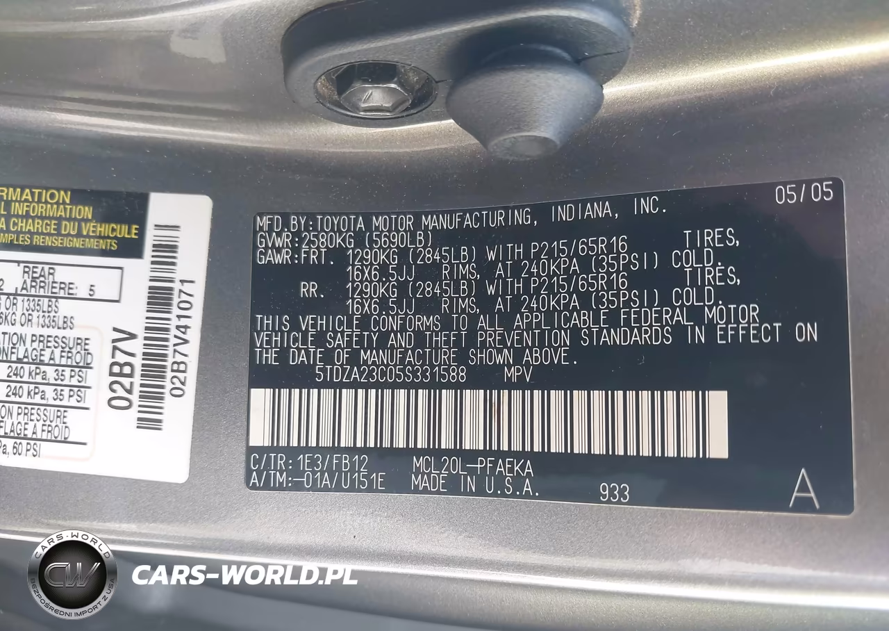 2005 Toyota Sienna Le VIN:5TDZA23C05S331588 - 9
