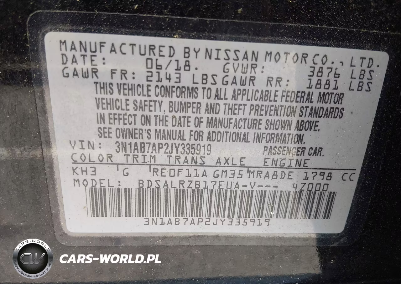 2018 Nissan Sentra Sr VIN:3N1AB7AP2JY335919 - 9
